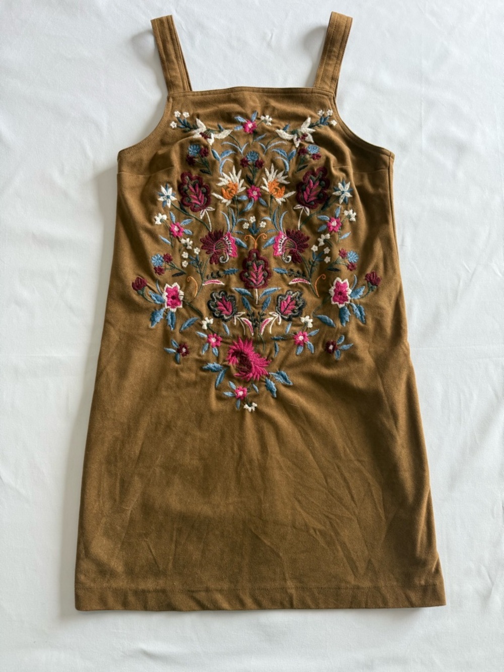 Abercrombie & Fitch Brown Floral Embroidered Faux Suede Dress - Picture 3 of 10